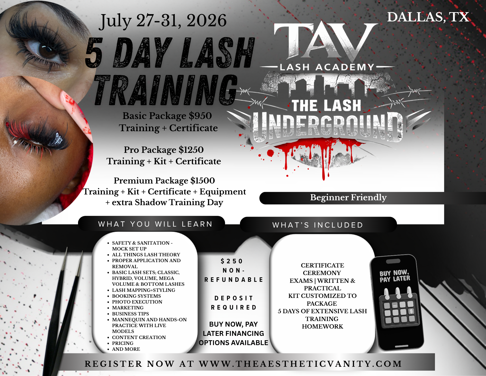 DALLAS, TX 5 Day Lash Training